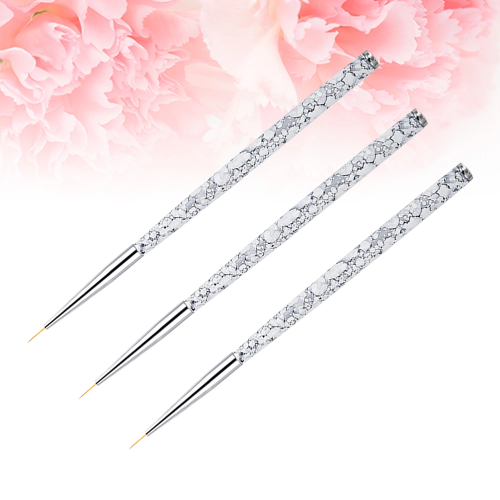 3pcs Nail Drawing Liner Brushes Set Marbling Handle Nail Paint Pens Nail Art Brush Manicure Tools (5/7/9MM)