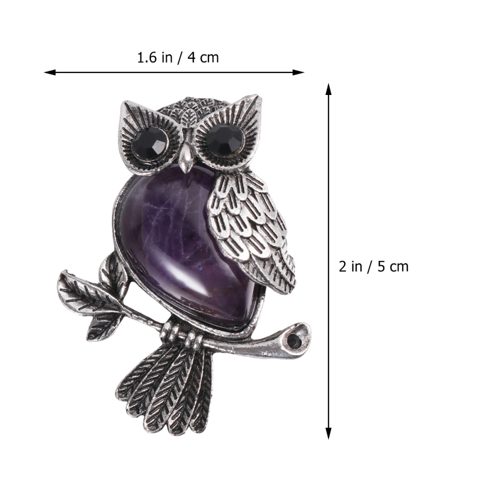 1PC Creative Owl Shape Brooch Crystal Brooch Fashion Breastpin Coat Pin Scarf Buckle Clip for Wedding Party (Purple)