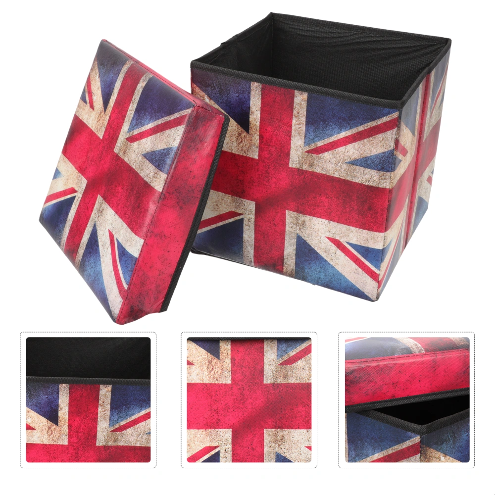 British Flag Storage Stool Folding Storage Ottoman Storage Stool for Living Room Bedroom