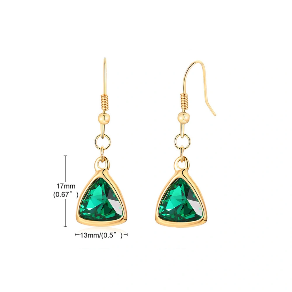 1Pair Triangle Pendant Earrings Fashion Long Style Artificial Emerald Ear Studs