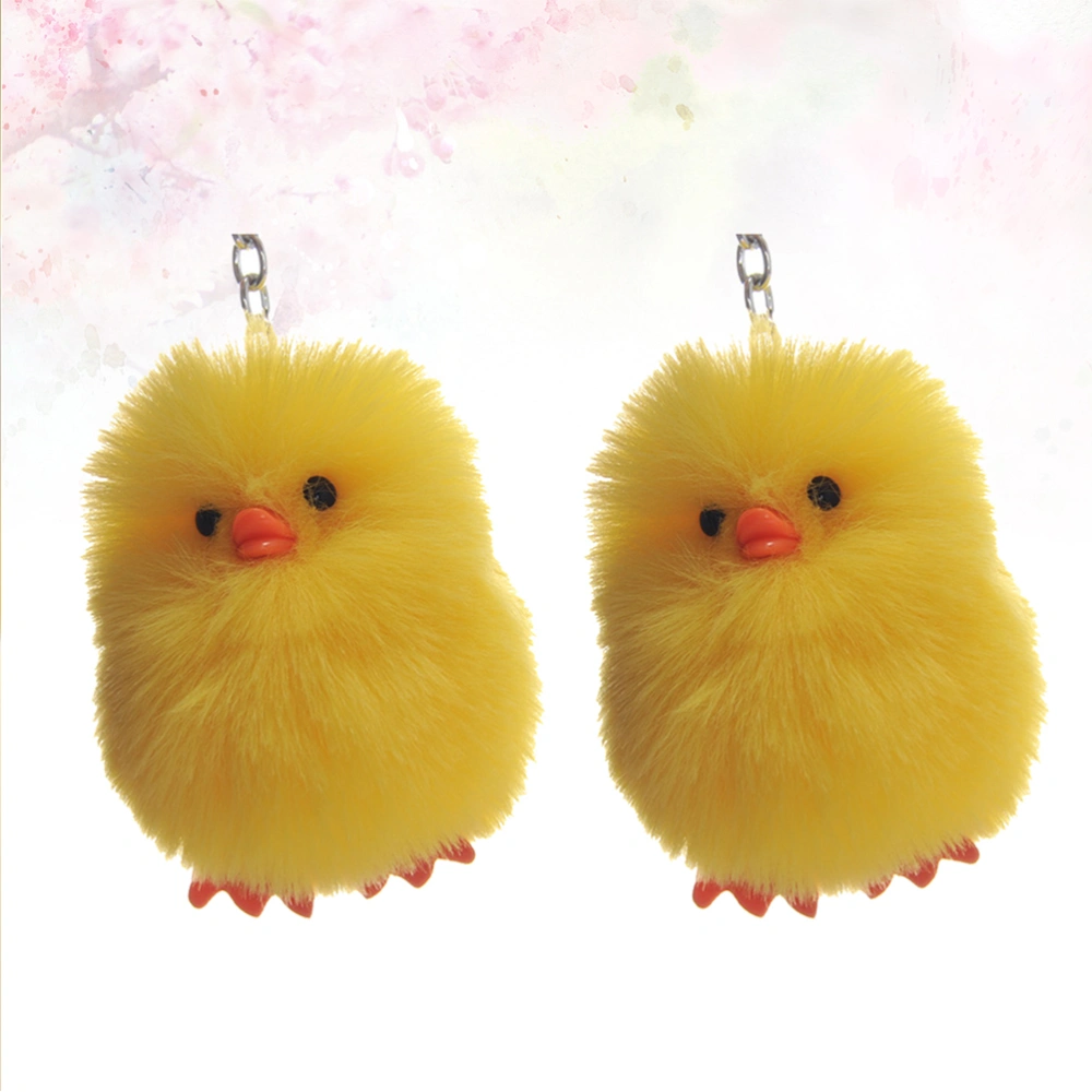 2pcs Adorable Plush Yellow Duck Keychain Creative Key Rings Bag Hanging Ornament (Yellow)