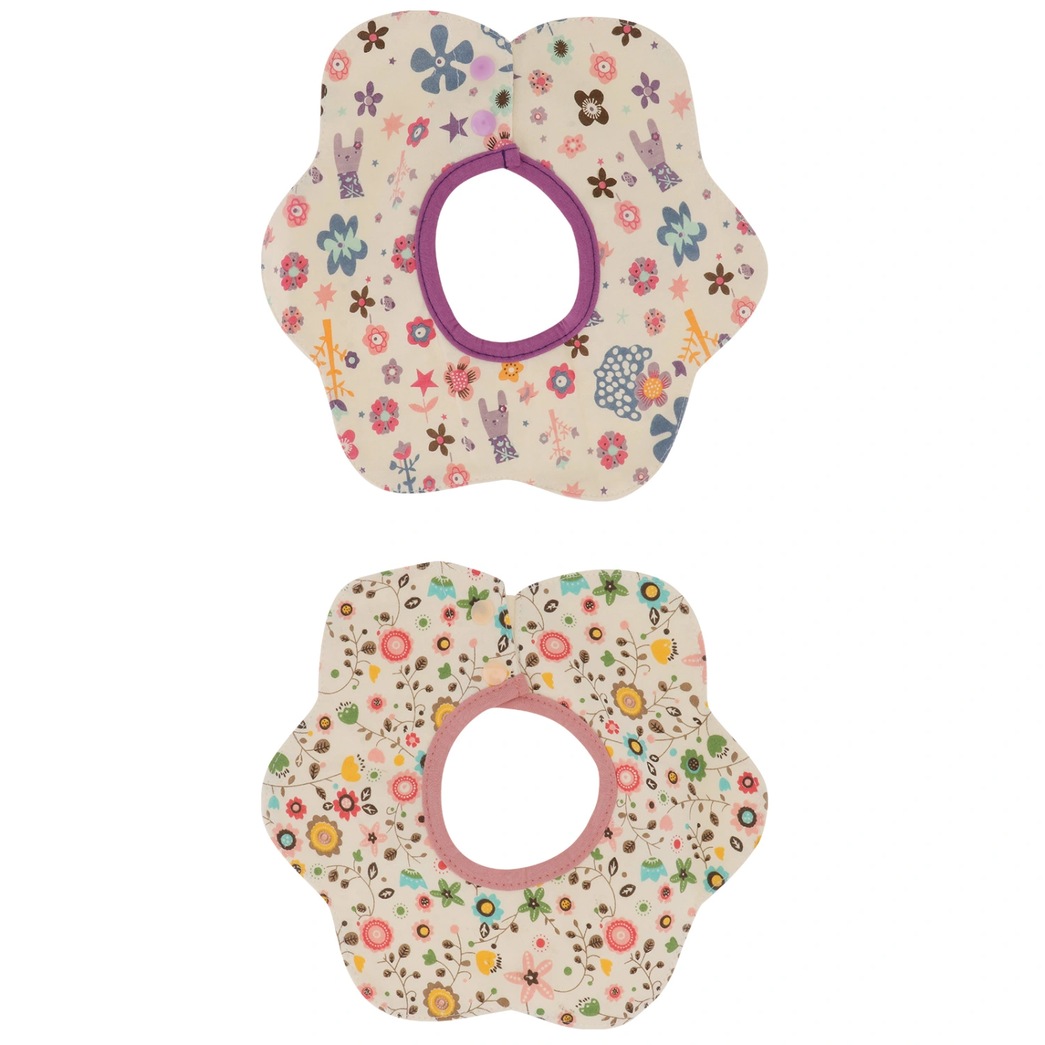 2pcs Cotton Baby Bibs Infant Flower Shape Saliva Towels Toddler Feeding Aprons