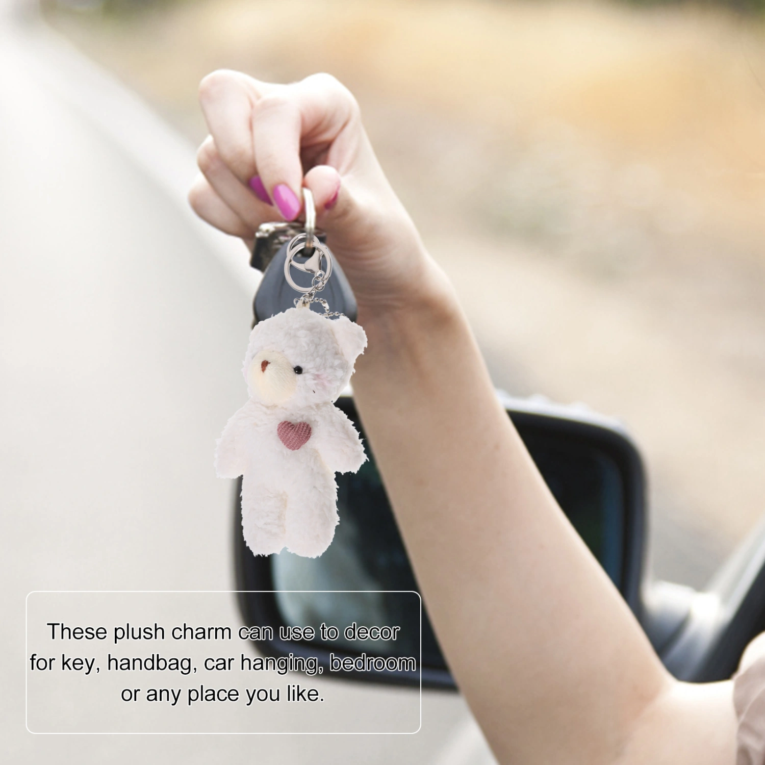 2pcs Fluffy Bear Pendant Bear Keychain Funny Keyring Bag Pendant Decorative Accessories