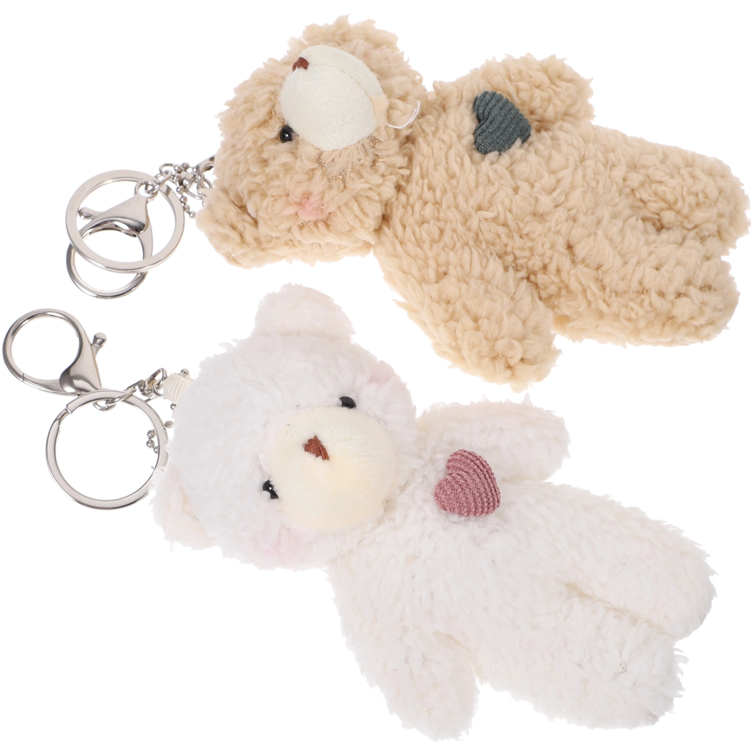 2pcs Fluffy Bear Pendant Bear Keychain Funny Keyring Bag Pendant Decorative Accessories