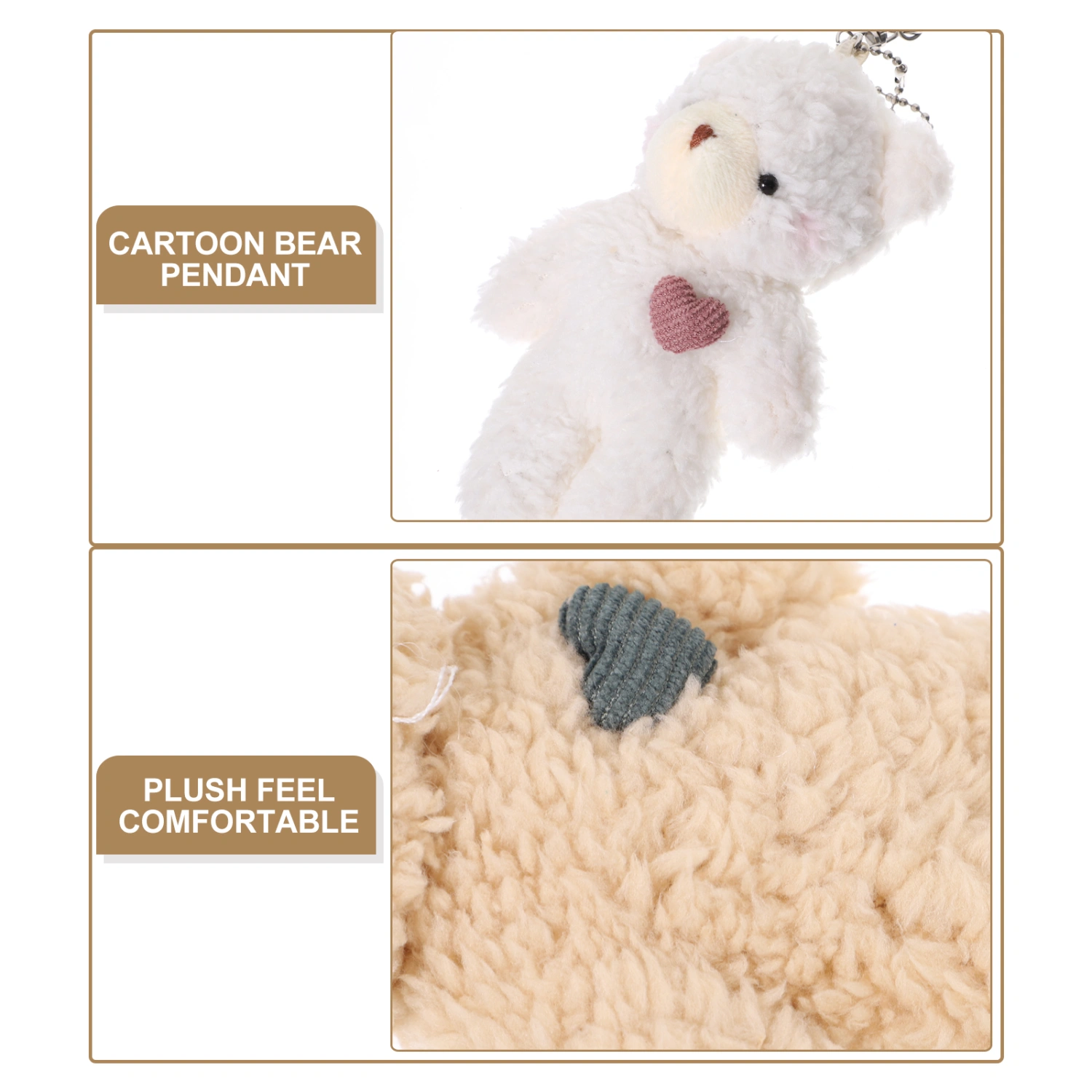 2pcs Fluffy Bear Pendant Bear Keychain Funny Keyring Bag Pendant Decorative Accessories