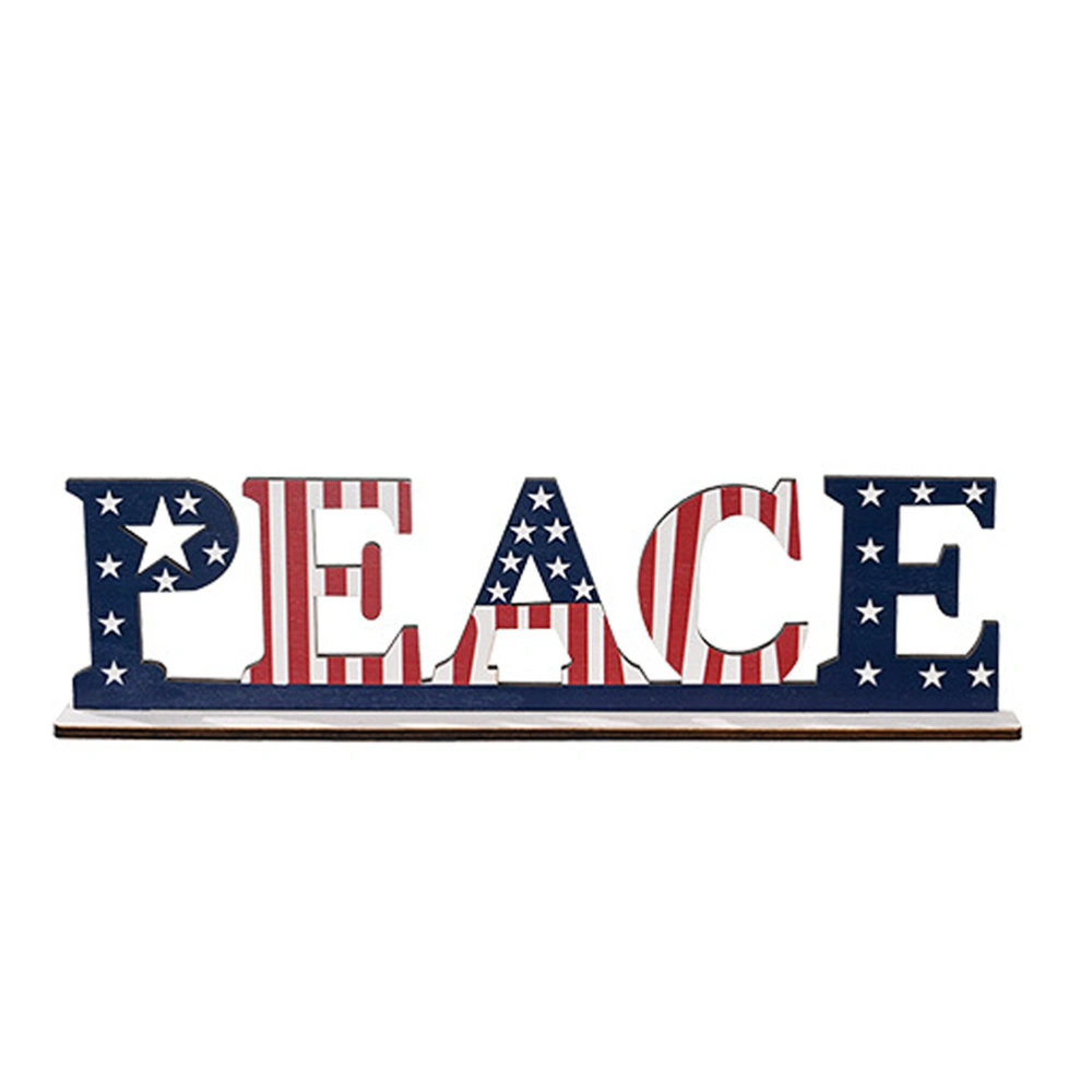 1Pc Wooden Peace Sign Independence Day Desktop Ornament Peace Wood Sign