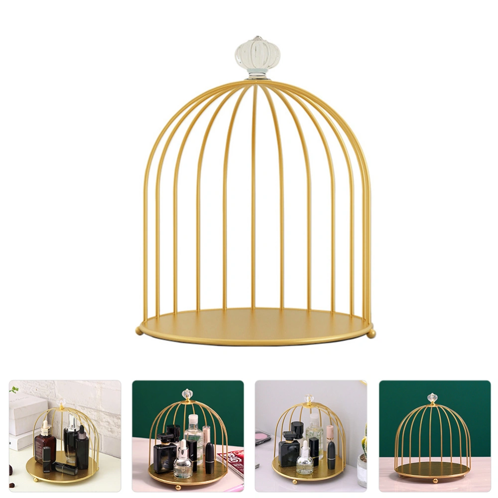 1Pc Bird Cage Design Desktop Cosmetic Storage Rack Makeup Organizer (1 Layer)