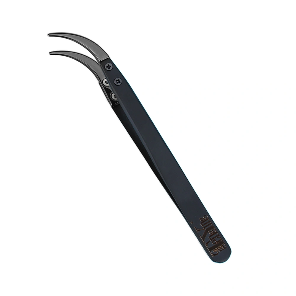 1Pc Curved Ceramic Tweezers Antistatic Anticorrosion Antimagnetic Highly Heat Resistant up to 3000F Tweezers (Black)