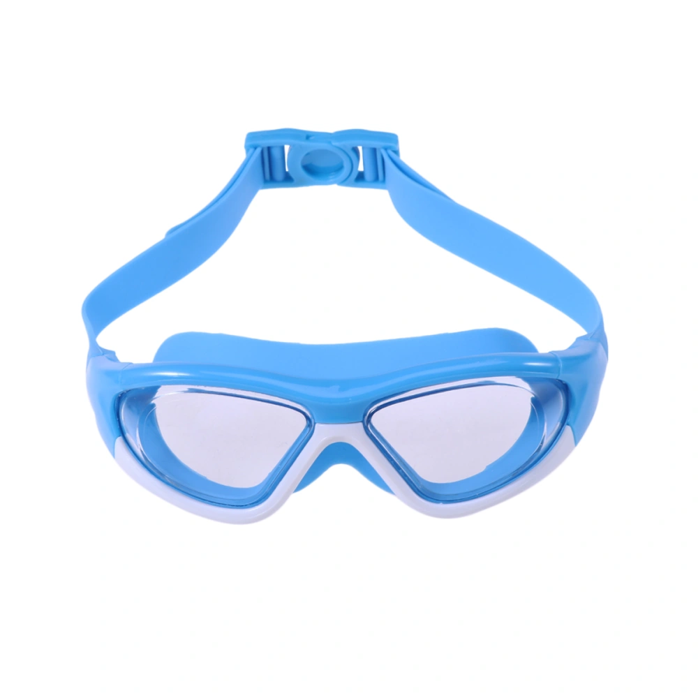 Large Frame Swimming Goggles Waterproof Anti-fog No Leak Clear UV PC Protective Swimming Glasses Anti-scratch Lens for Kids(Light Blue)