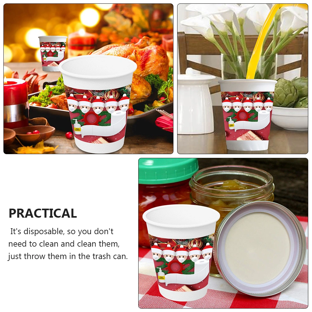 20PCS Disposable Beverages Drinking Cup Water Juice Tea Paper Cup for Xmas