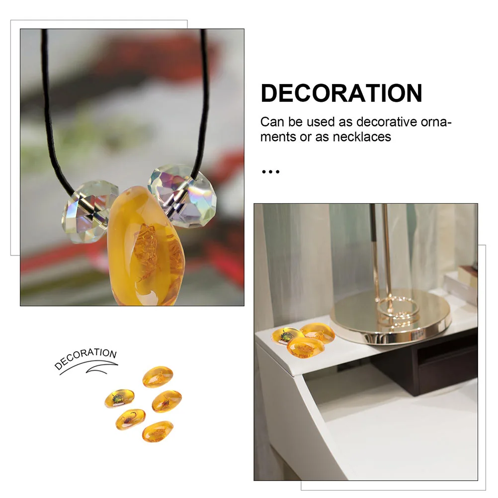 4 Pcs Insect Samples Beautiful Crystal Specimens Amber Specimens (Golden)