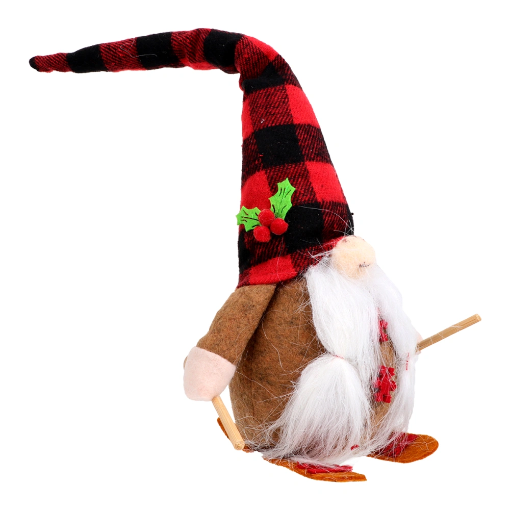 1pc Christmas Faceless Skiing Old Man Window Ornament Lovely Faceless Doll Decor