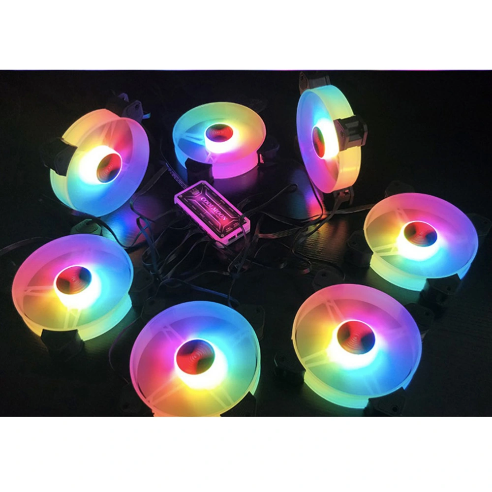 6pcs Adjustable Computer Cooling Fan Quiet 120mm RGB Fan PC Case Fan Cooler RGB Cooler Fans for Computer Cooler with Standard Controller