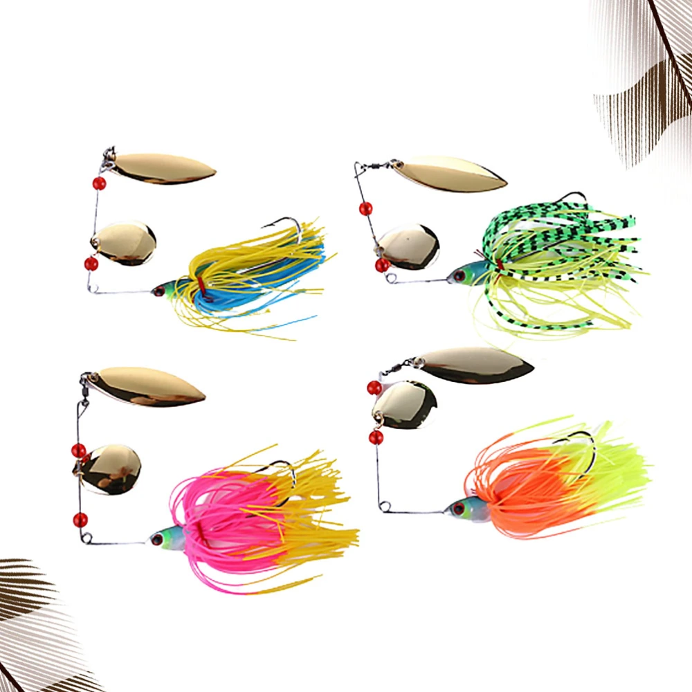 4pcs Tassel Noise Fishing Lures 19g Fishing Bait Fishing Hook Fishing Supplies (Four Colors)