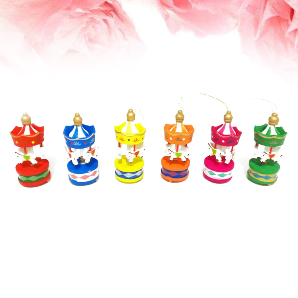 6pcs Rotating Carousel Horse Toy for Children Christmas Gift Home Table Decoration