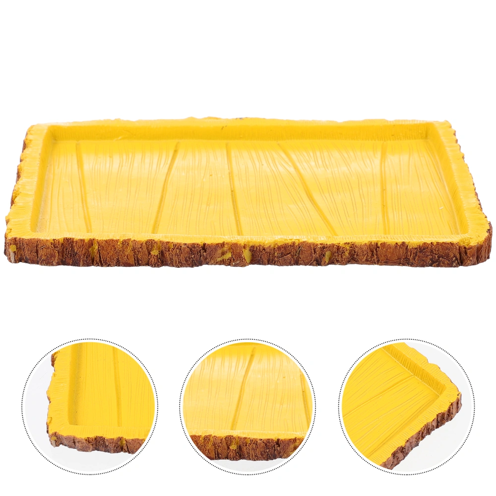 Creative Rectangle Designed Reptile Feeding Basin Tortoise Food Container (Yellow)