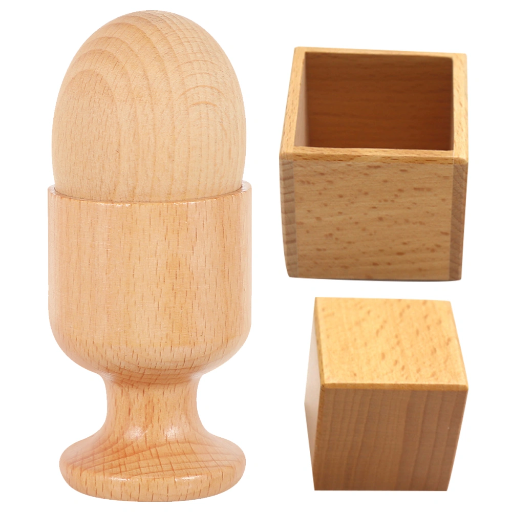 2 Sets Hand Eye Coordination Toys Egg and Egg Cup Toy Wooden Box and Square Block