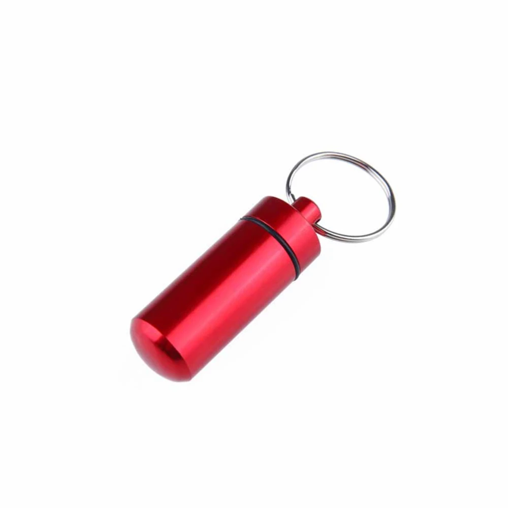 10PCS Aluminum Alloy Waterproof Pill Holder Keychain Portable Mini Pill Box Case Bottle Container for Travel Outdoor (Random Color)