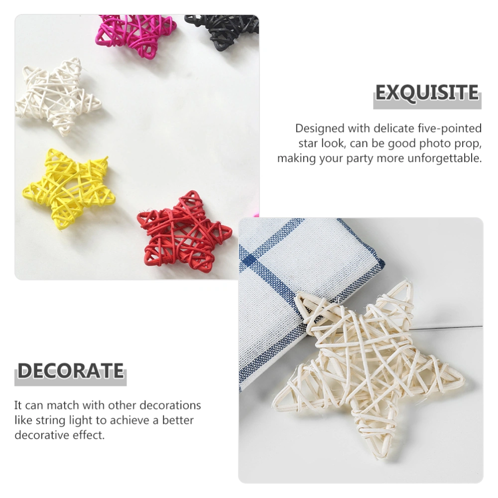 20pcs Rattan Stars DIY Star Shaped Hanging Ornaments Home Stars Decorations