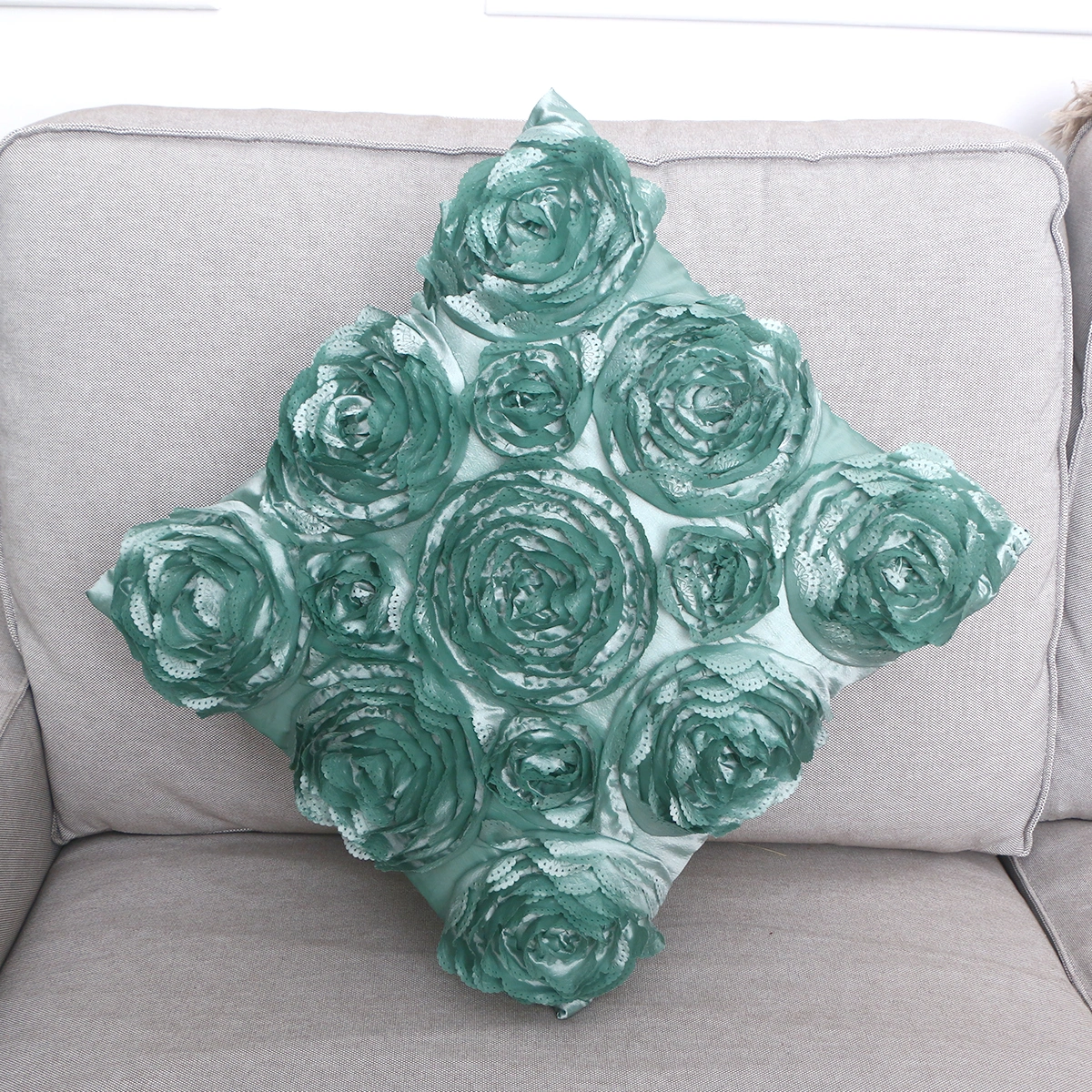42X42CM 3D Rose Flower Square Throw Pillow Cushion Case Cover Sofa Home Room Car Seat Decor (random color)