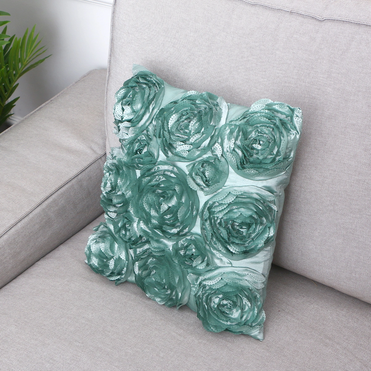 42X42CM 3D Rose Flower Square Throw Pillow Cushion Case Cover Sofa Home Room Car Seat Decor (random color)