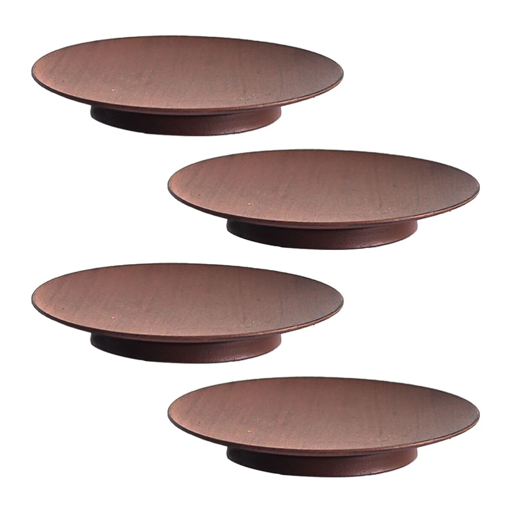 4pcs Iron Craft Candle Plates Desktop Candle Holding Dishes Rounded Candle Trays