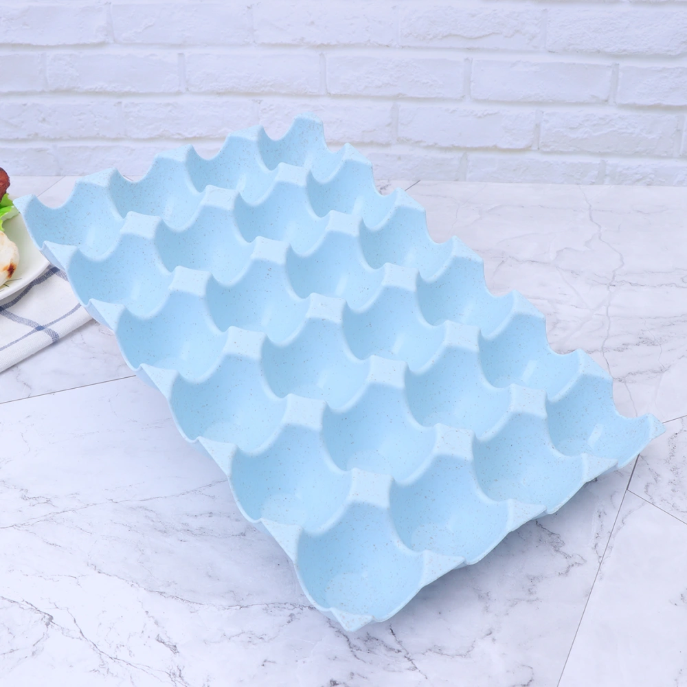 Egg Holder Egg Storage Box Thicken Stacked Wheat Straw Breakage-proof for Refrigerator (24 Grids Blue)