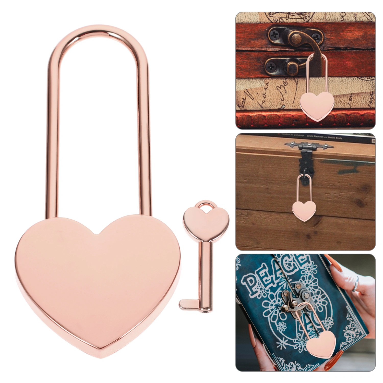 Small Heart Padlock with Key Couples Wishing Lock Jewelry Box Diary Book Lock