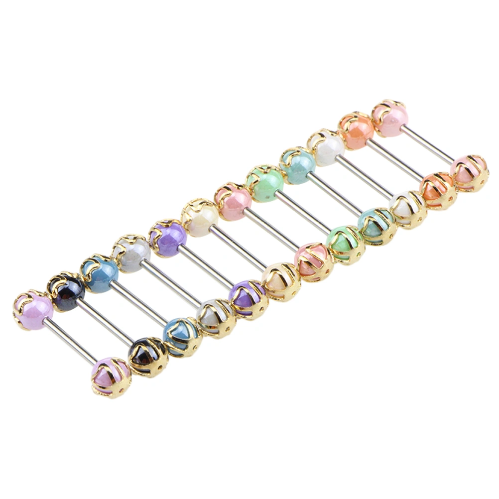 12pcs Acrylic Tongue Rings Stud Bars Hypoallergenic Surgical Steel Tongue Body Piercing Jewelry Set(Mixed Color)