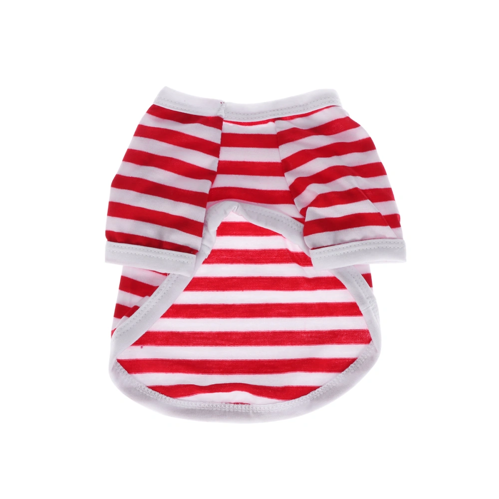 New Design Pet Dog Vests Navy Stripe Cotton Puppy T Shirts Dog Summer Clothes - Size M (Red)