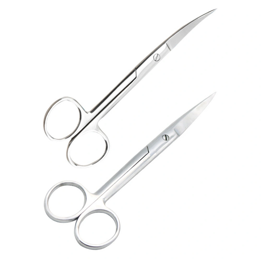 2pcs Pet Barber Scissors Stainless Steel Pet Hairdressing Trimmer Portable Pet Hair Scissors Durable Pet Beauty Hair Shaper for Home Pet Salon (Straight Point, Bending Point, Silver)