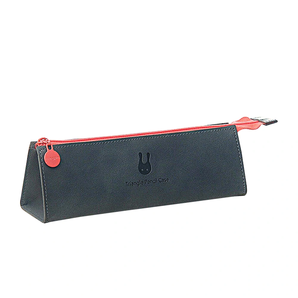 Triangle Pencil Case Pure Color Pen Bag Pouch for School Stationery (Black)