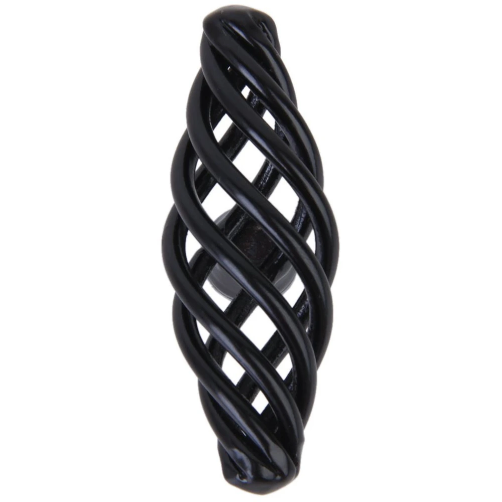 Vintage Style Spiral Cage Design Kitchen Cabinet Cupboard Drawer Door Handle Knob (Black)