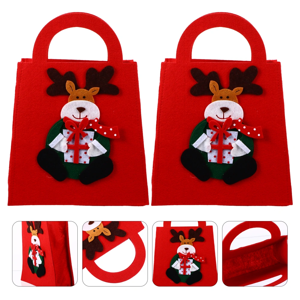 2 Pcs Christmas Adorable Patterns Nonwovens Tote Candy Bags Party Supply