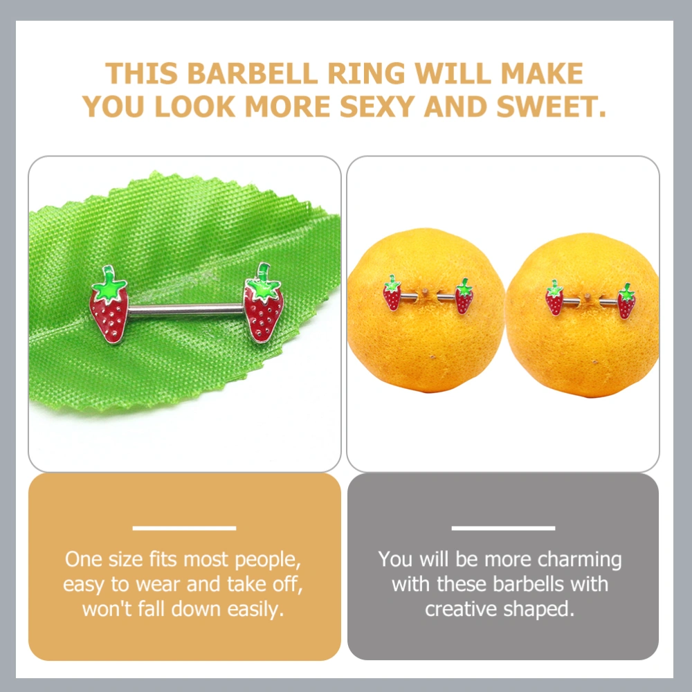 1 Pair Strawberry Breast Rings Body Jewelry Lovely Breast Piercing Adornment