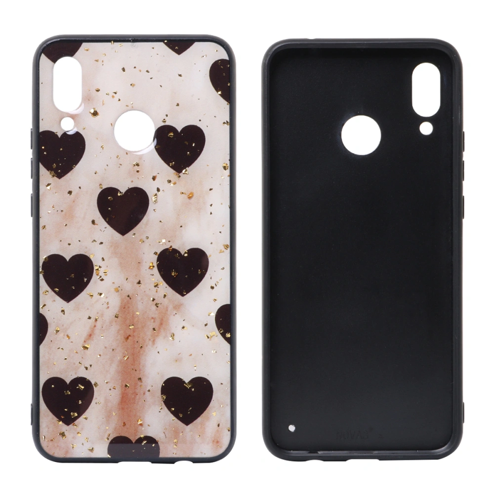 Marbling Gold Foil Heart Phone Case Exquisite Workmanship Phone Cover Shockproof Anti-Scratch Protective Shell for HUAWEI Nova 3