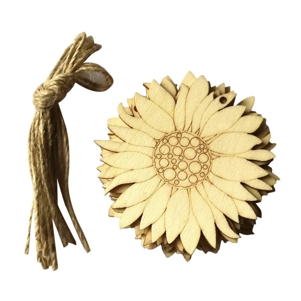 10pcs Unfinished Wooden Sun Flower Embellishments Wood Craft Hanging Decor Embellishments