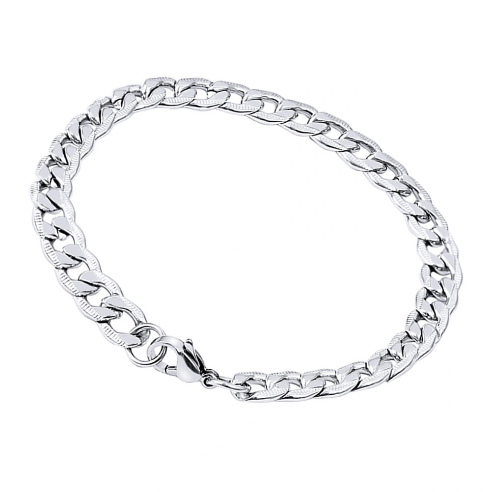 Men Chunky Chain Bracelets Retro Men Jewelry Titanium Steel (Silver)