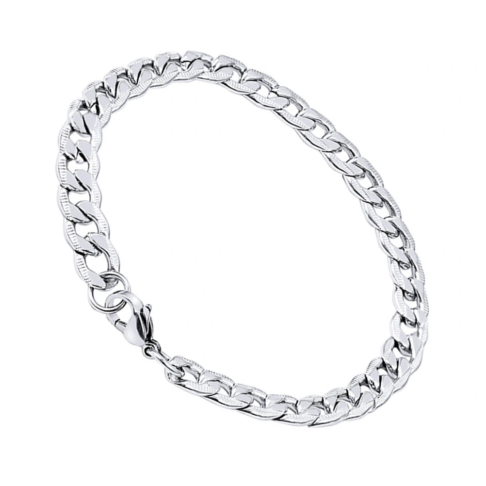 Men Chunky Chain Bracelets Retro Men Jewelry Titanium Steel (Silver)
