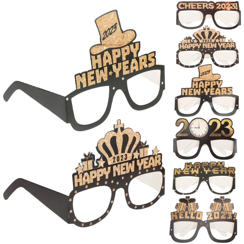 18Pcs Happy New Year Eyeglasses Funny Eyewear 2023 Glitter Glasses Photo Props