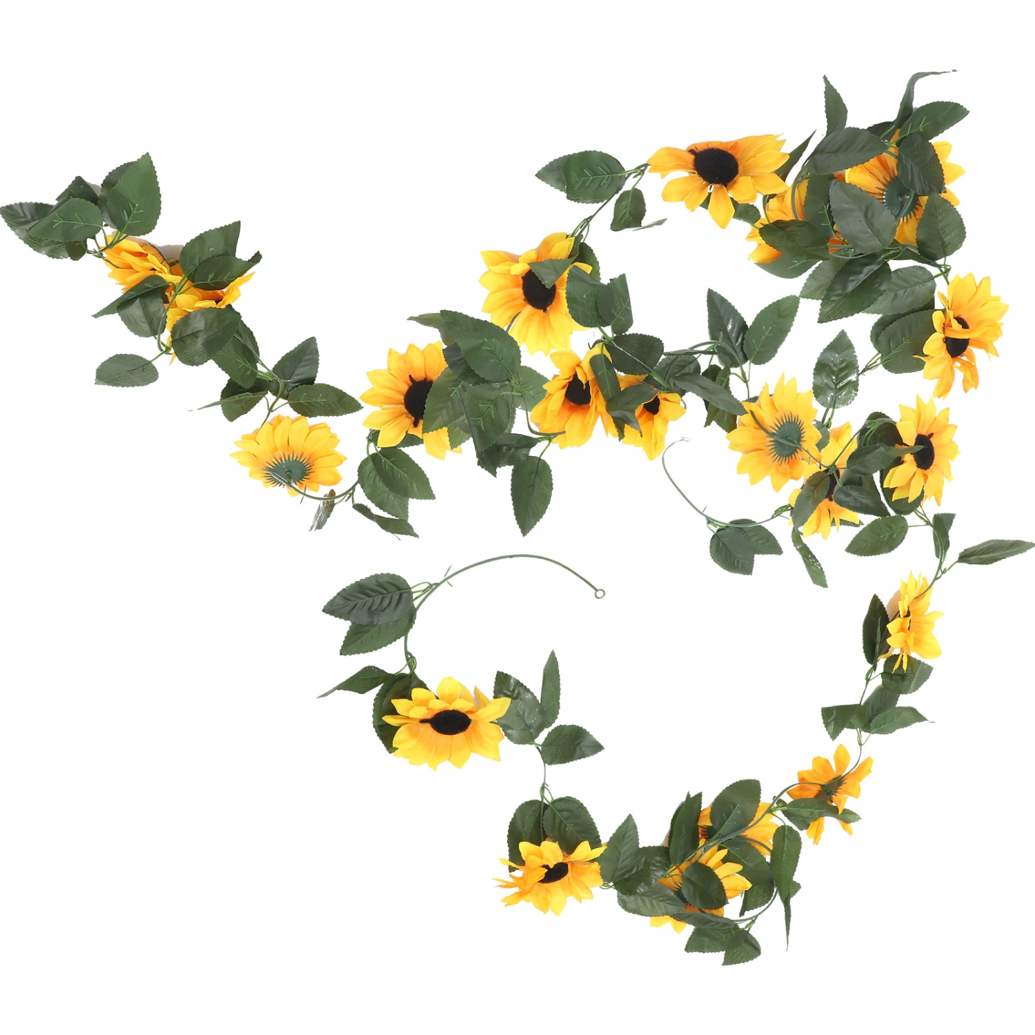 2pcs Artificial Sunflower Vine Fake Sunflower Green Leaves Rattan Wedding Party Decor