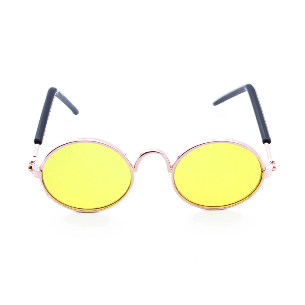 Fashion Glasses Small Pet Dogs Cat Glasses Sunglasses Eyewear Pet Cool Glasses Pet Photos Props(Yellow)