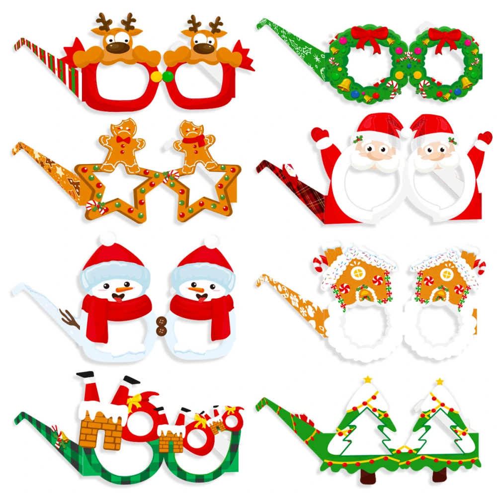 8Pcs Funny Christmas Paper Glasses Novelty Xmas Party Eyewear Eyeglasses Holiday Party Decoration