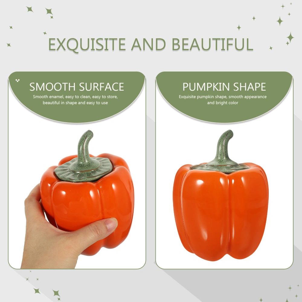 Pumpkin Shape Container Ceramic Candy Holder Ceramic Bean Holder Ceramic Jar Tea Canister