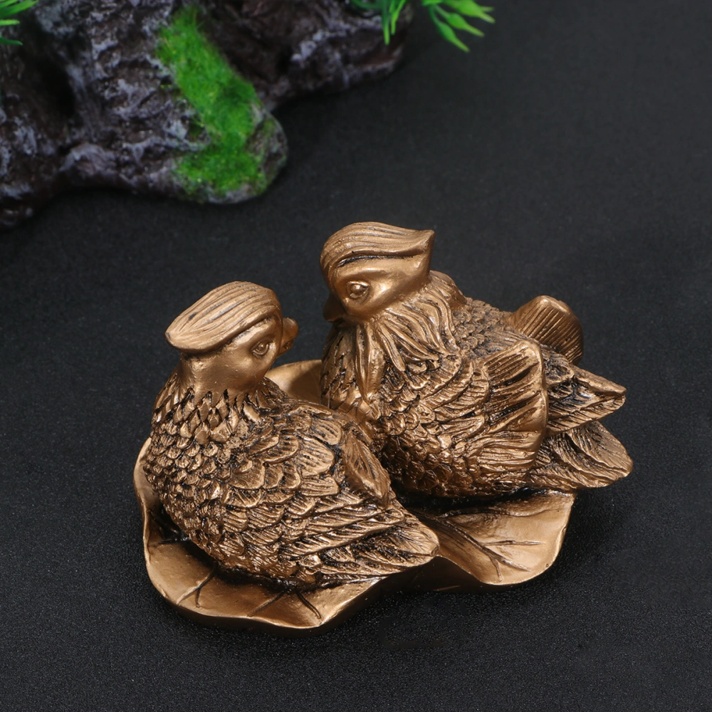 1Pc Retro Delicate Mandarin Duck Figurine Unique Resin Crafts Household Decoration for Wedding Party Anniversary Day