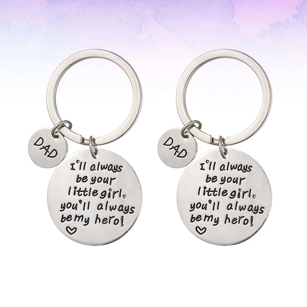 2pcs Father's Day Gift Keychian Key Ring Stainless Steel Key Pendant for Father