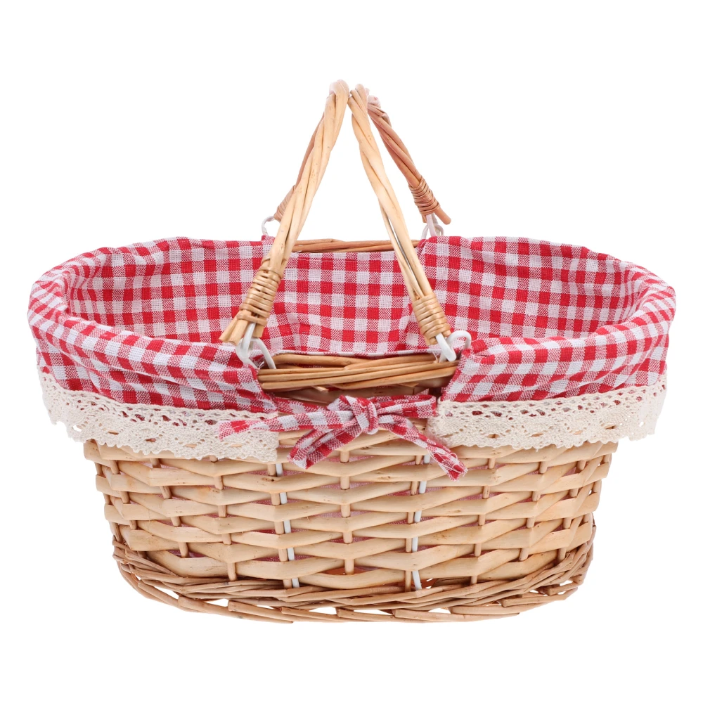 Woven Picnic Basket Decorative Basket Outdoor Picking Basket Sundry Organize Basket