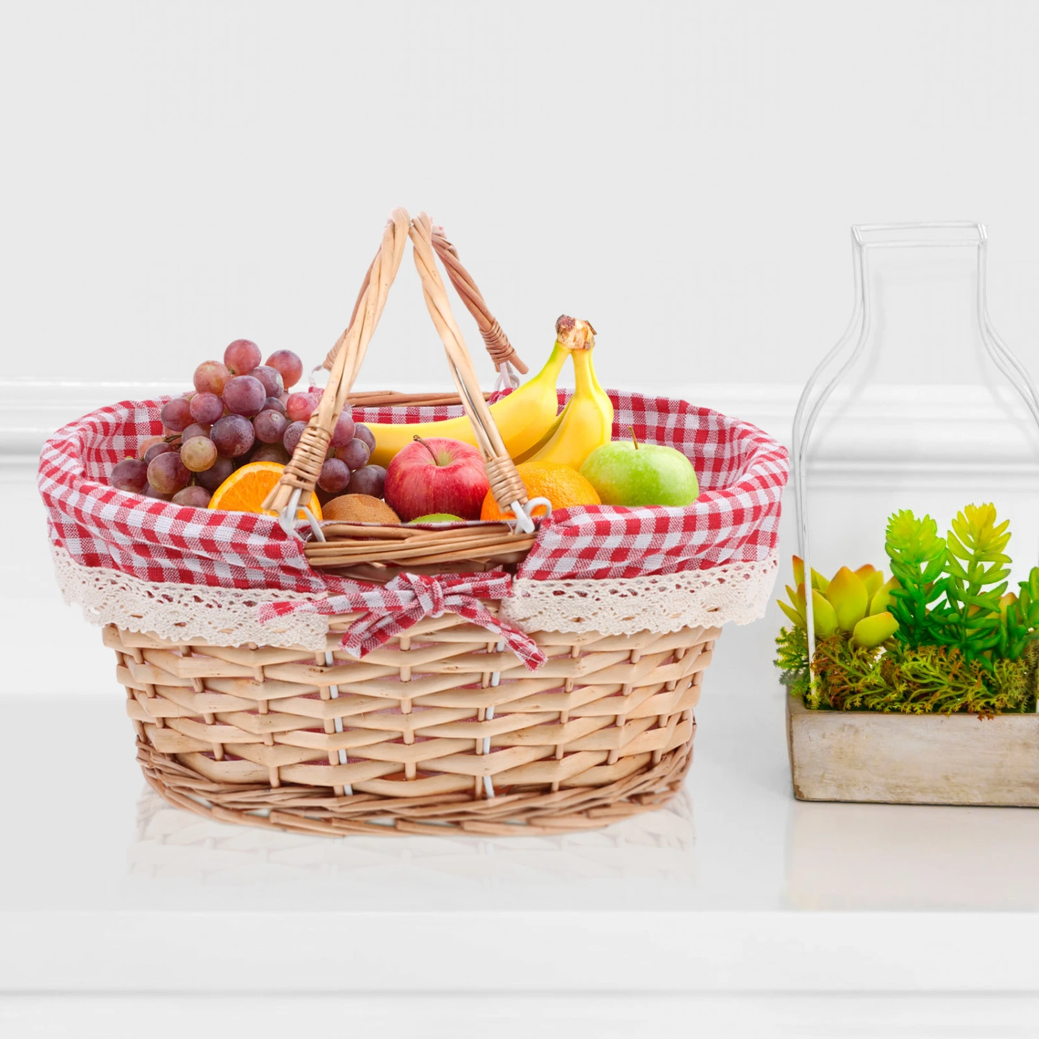 Woven Picnic Basket Decorative Basket Outdoor Picking Basket Sundry Organize Basket