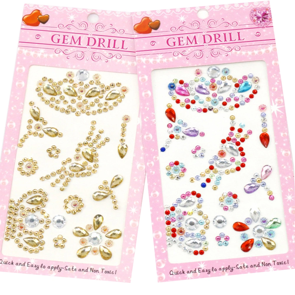 8 Sheets Kids Rhinestone Sticker DIY Resin Imitation Crown Crystal Stickers for DIY Art Craft Phone Case Stereoscopic Decoration (Pentagram Style)