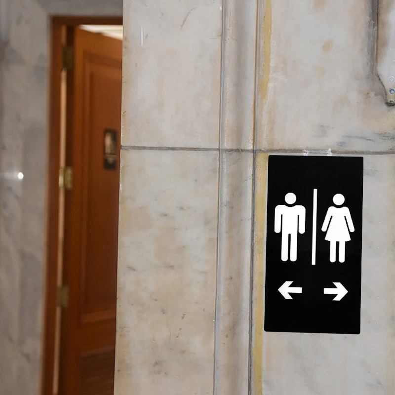 Acrylic Gender Bathroom Sign Men and Women Toilet Sign Self-adhesive Restroom Guiding Sign